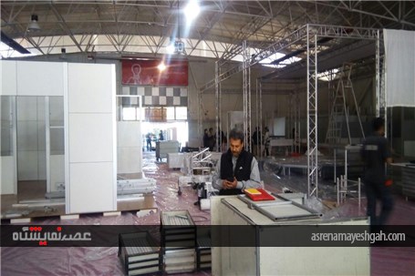 گزارش تصویری آماده سازی نخستین نمایشگاه بین المللی تجهیزات و خدمات نمایشگاهی ایران