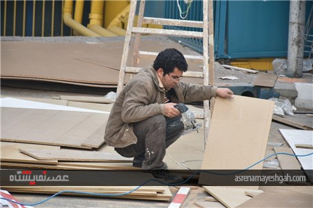 گزارش تصویری از ساخت و ساز غرفه های یازدهمین نمایشگاه بین المللی قطعات، لوازم و مجموعه های خودرو