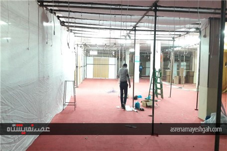 گزارش تصویری مراحل آماده سازی غرفه در نمایشگاه تخصصی مبلمان و لوستر همدان