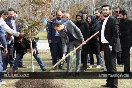 مراسم روز درختکاری با حضور کارکنان نمایشگاه بین المللی مشهد در محوطه فضای سبز +تصاویر
