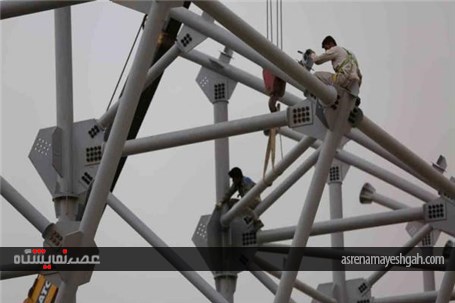 گزارش تصویری از آغاز عملیات پوشش سقف سالن علامه مجلسی پروژه نمایشگاه بزرگ اصفهان