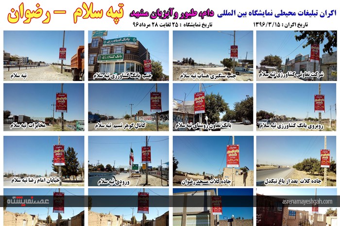 اکران مرحله ی اول تبلیغات محیطی نمایشگاه دام، طیور و آبزیان مشهد