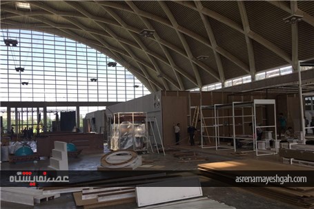 صویری آماده سازی نخستین نمایشگاه بین المللی فرش ماشینی، موکت و کف پوش شهرآفتاب