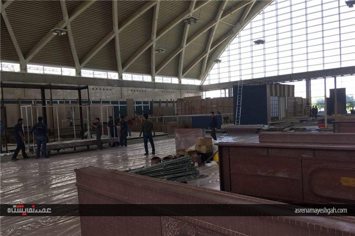 صویری آماده سازی نخستین نمایشگاه بین المللی فرش ماشینی، موکت و کف پوش شهرآفتاب