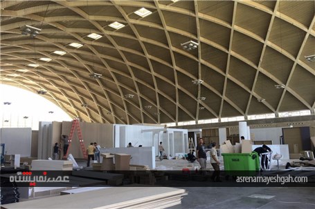 صویری آماده سازی نخستین نمایشگاه بین المللی فرش ماشینی، موکت و کف پوش شهرآفتاب